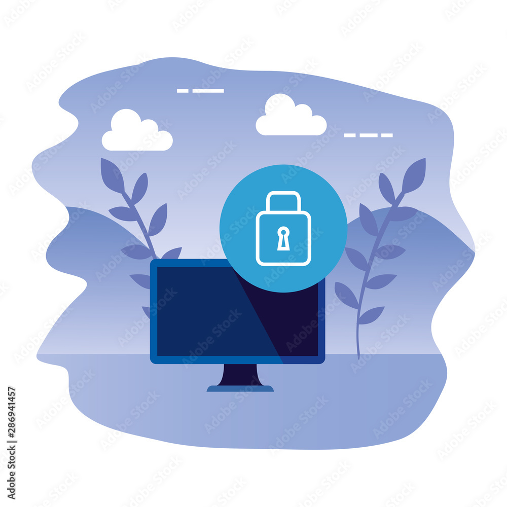 Poster desktop computer device with padlock