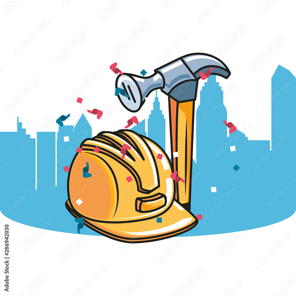 Poster hammer tool handle with helmet secure