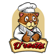 kitty chef with meat knife mascot design