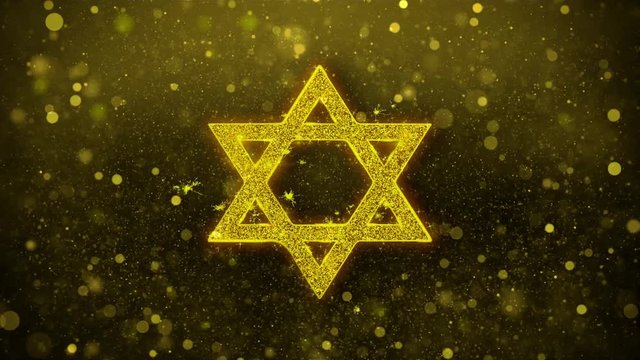 David The Jewish star Religion Icon Golden Glitter Glowing Lights Shine Particles. Object, Shape, Web, Design, Element, symbol 4K Loop Animation.