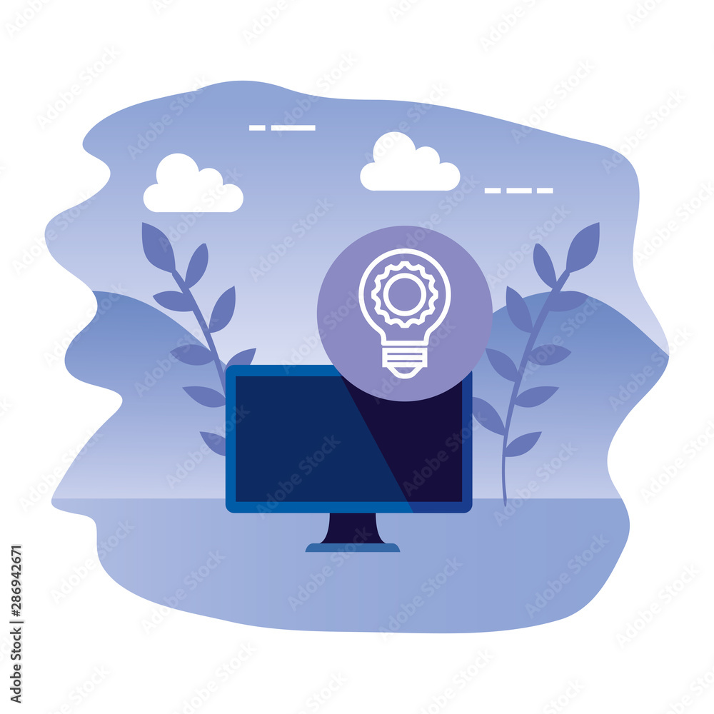Poster desktop computer device with bulb light
