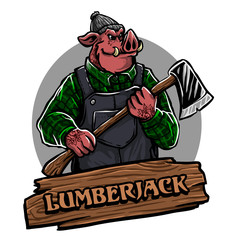 hog or pig with lumberjack style
