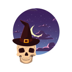 skull happy halloween celebration design