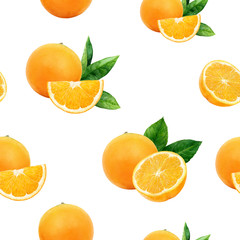 Watercolor hand drawn orange isolated seamless pattern.