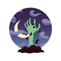 zombie hand happy halloween celebration design