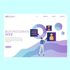 Set of Bussinesman Landing pages template for business, finance, data analysis and marketing. Modern flat design concept. Web page design for website and mobile website. Flat vector illustration.