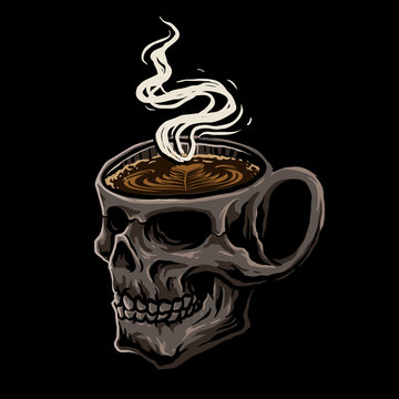 glass skull coffee vector