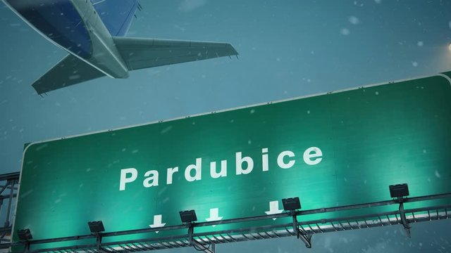 Airplane Take off Pardubice in Christmas