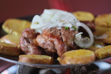 grilled meat and vegetables