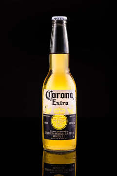 CHATHAM, NJ, USA - JUNE 30, 2014:  Corona Extra beer bottle. In the United States, Corona Extra is the top selling imported beer produced by  Constellation Brands in Mexico.