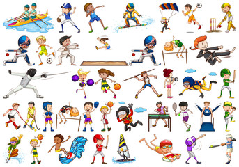 Obraz na płótnie Canvas Sport activities by boys, girls, kids, athletes isolated