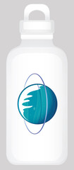 Water bottle design with blue planet