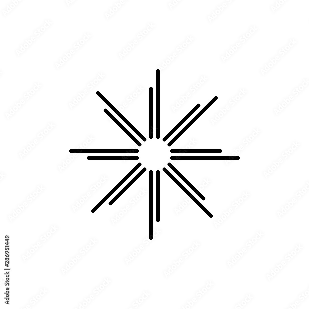 Poster sunburst circle or sun burst line art vector icon for apps and websites. glare sunlight abstract sym