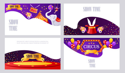 Vector circus banner design. Set of web banners templates. Presentation. © sweet kiwi