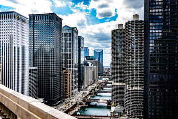Fototapeta na wymiar Downtown Chicago view from a high-rise