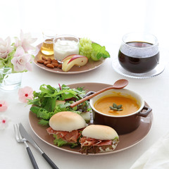 かぼちゃのポタージュの朝食