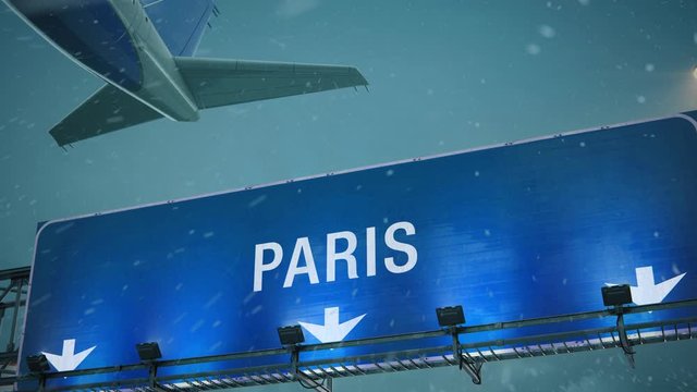 Airplane Take off Paris in Christmas