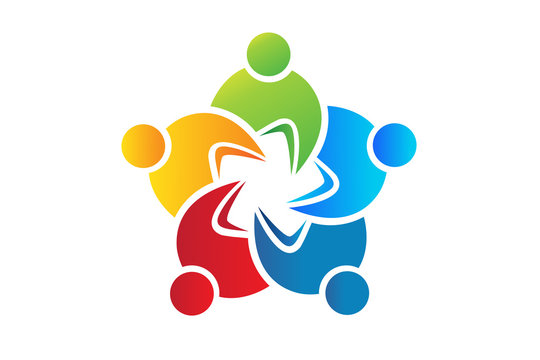 Logo teamwork business unity people icon vector