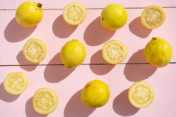 Guava fruit on pink background
