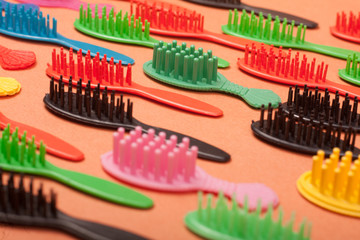 toothbrush toys on a orange background