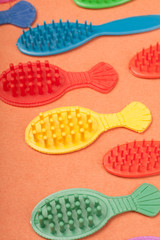 toothbrush toys on a orange background