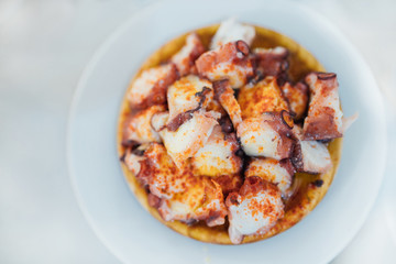 Pulpo a la Gallega also called Pulpo a Feira, this is Galician style cooked octopus and is the most iconic dish in the whole of the region.