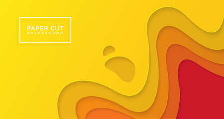 yellow paper cut background, vector illustration