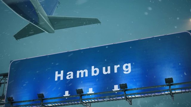 Airplane Take off Hamburg in Christmas