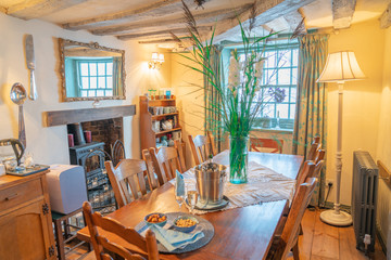 Dining room setting with table and chairs