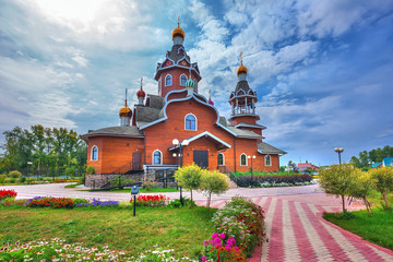 Fototapeta na wymiar Orthodox Church in honor of the Epiphany. Berdsk, Western Siberia