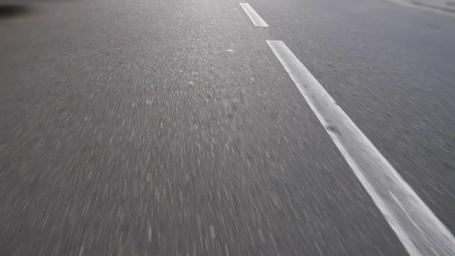 traffic on asphalt, top view, road markings on the roadway