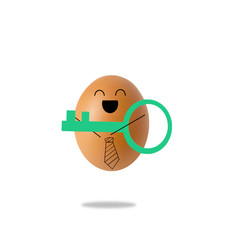 businessman egg holding key to success
