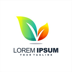 awesome leaf gradient logo design