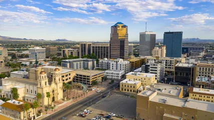 Fotobehang Blauwe luchten luchtfoto perspectief Downtown City Skyline Tucson Arizona © Christopher Boswell