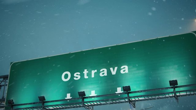 Airplane Landing Ostrava in Christmas