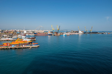 Small boats docked at Durres Port.