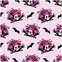 Halloween Skull Seamless Pattern Vector