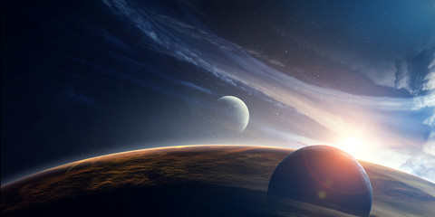 Abstract planets and space background