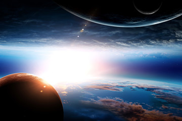 Abstract planets and space background