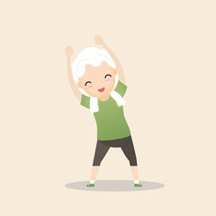 Elderly People Exercising Concept.