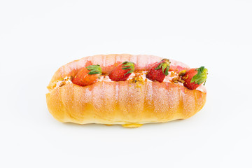 Strawberry bread on white background