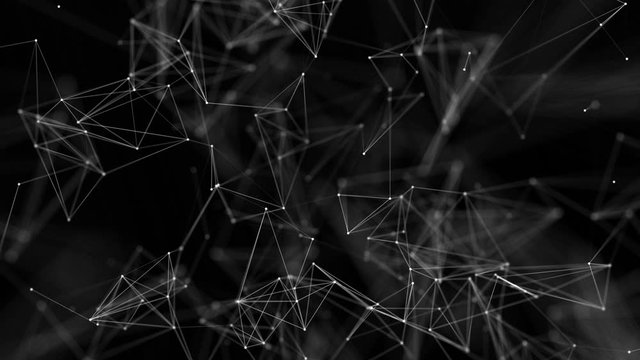 Abstract plexus structure of digital data, web and node. Particles and dots connection. Atom and molecule concept. Geometric polygonal medical network. Green Screen Alpha Matte Loop Aniamtion
