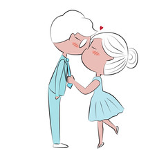 doodle hand draw couple kiss for valentine's day