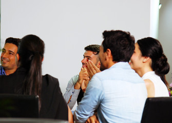 Fototapeta premium Close-up business teamwork happy for meeting work success concept in the offices.