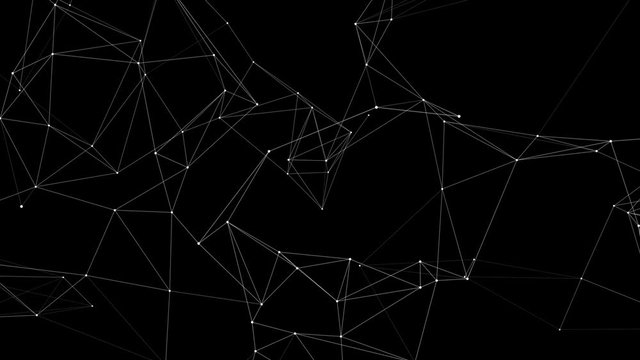 3d Abstract Background Network concept . Plexus Future Technology . Big data. Wireframe Landscape with connections dots and lines Green Screen Alpha Matte Loop Aniamtion Background