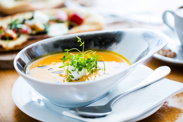 Roasted Pumpkin and Carrot soup with Cream