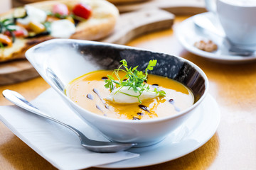 Roasted Pumpkin and Carrot soup with Cream