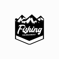 outdoors fishing logo. mountain vector