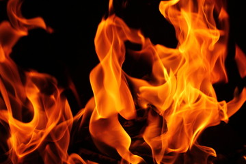 Blurred background. Fire flames pattern on black.