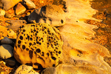 海岸に積まれた石の造形5